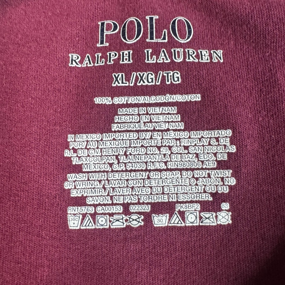 Polo Bear Ralph Lauren T-Shirt Mens XL Burgundy Long Sleeve Holiday Graphic - Picture 4 of 8